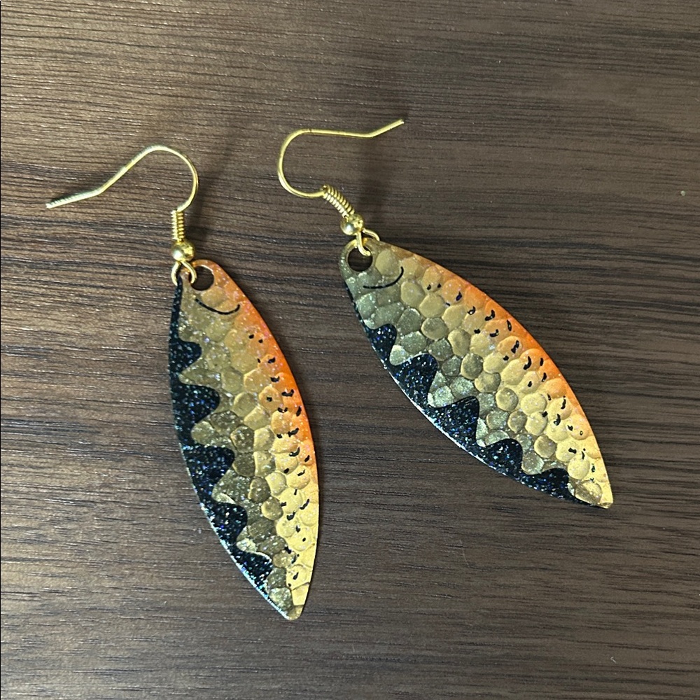 Gold and Black Textured Earrings
